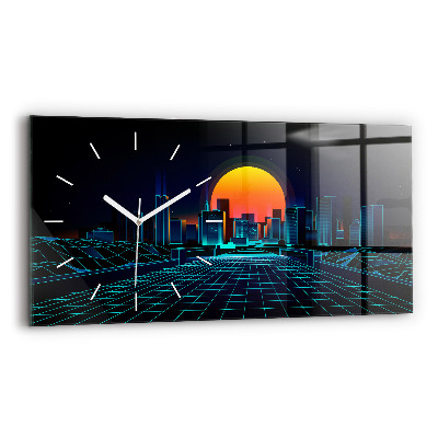 Horloge murale horizontale Cyberspace City