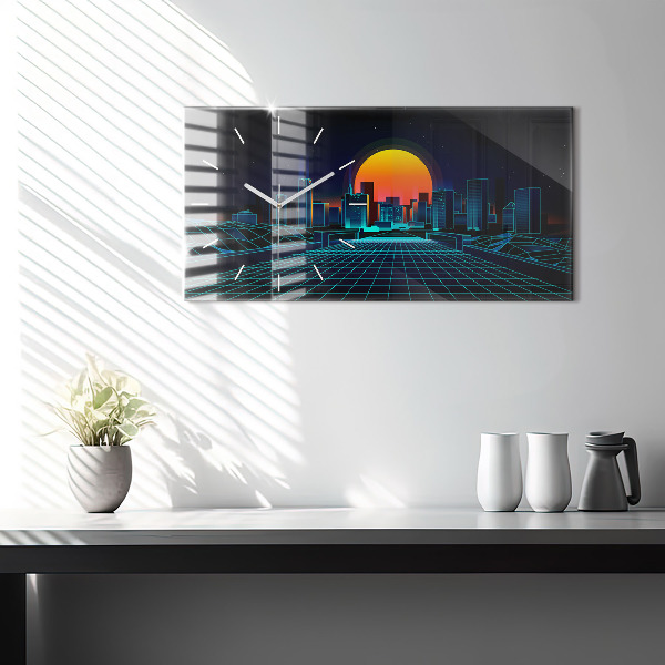 Horloge murale horizontale Cyberspace City