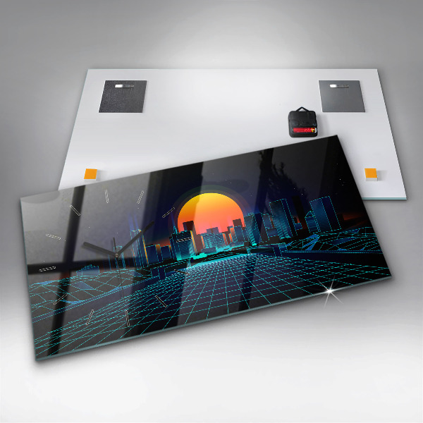 Horloge murale horizontale Cyberspace City