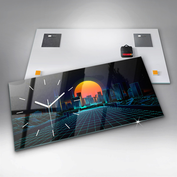Horloge murale horizontale Cyberspace City