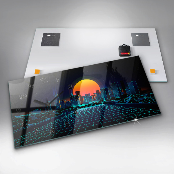 Horloge murale horizontale Cyberspace City