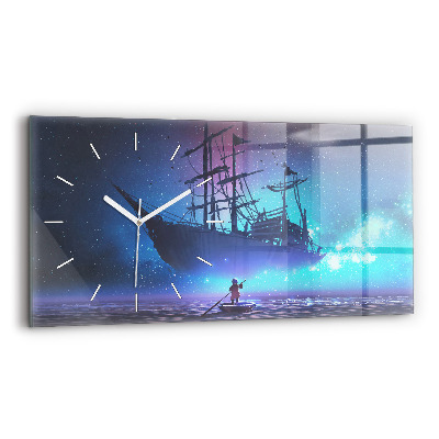 Horloge murale horizontale Voilier fantastique