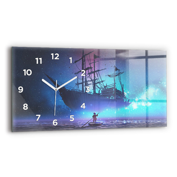 Horloge murale horizontale Voilier fantastique