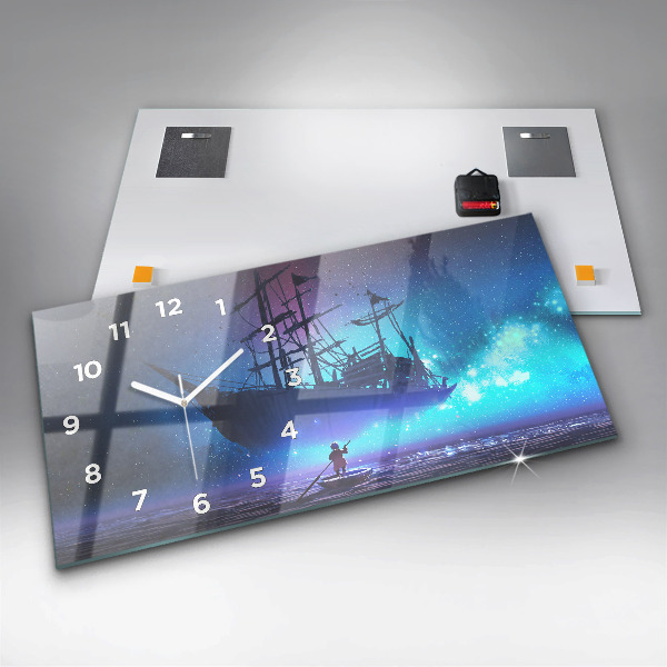 Horloge murale horizontale Voilier fantastique