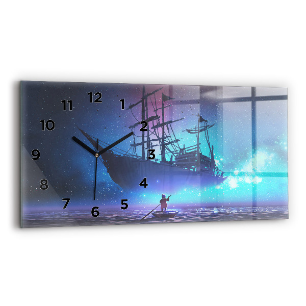 Horloge murale horizontale Voilier fantastique