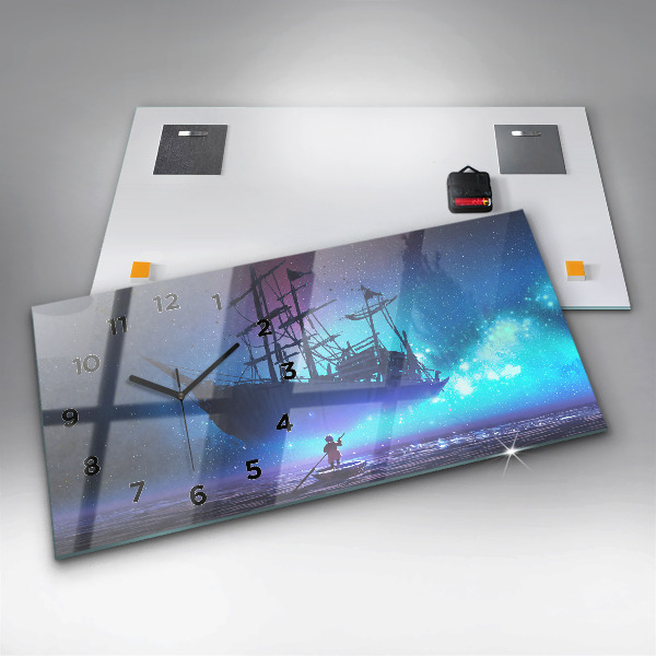 Horloge murale horizontale Voilier fantastique