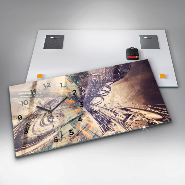 Horloge murale horizontale Mécanisme abstrait