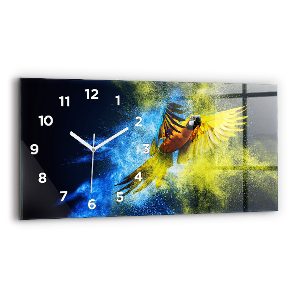 Horloge murale horizontale Perroquet coloré
