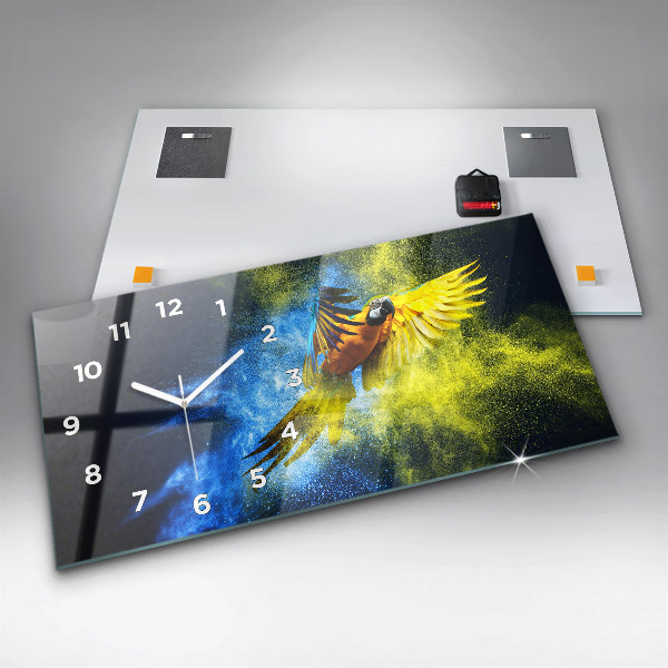 Horloge murale horizontale Perroquet coloré