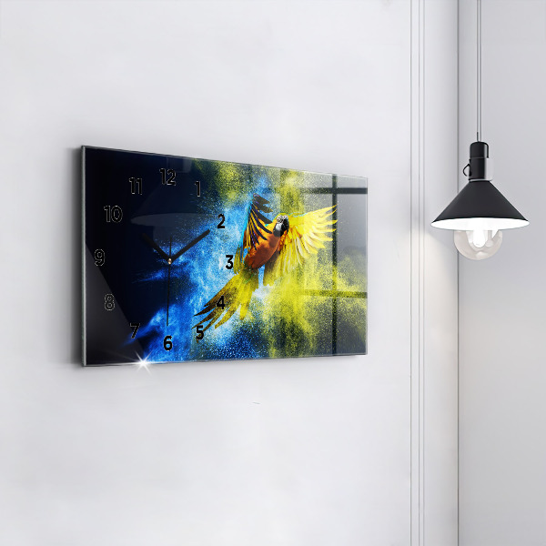 Horloge murale horizontale Perroquet coloré
