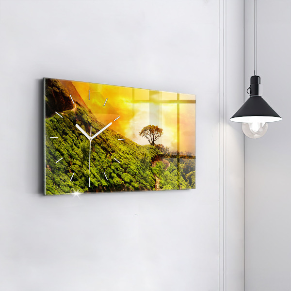 Horloge rectangulaire horizontale Colline du thé