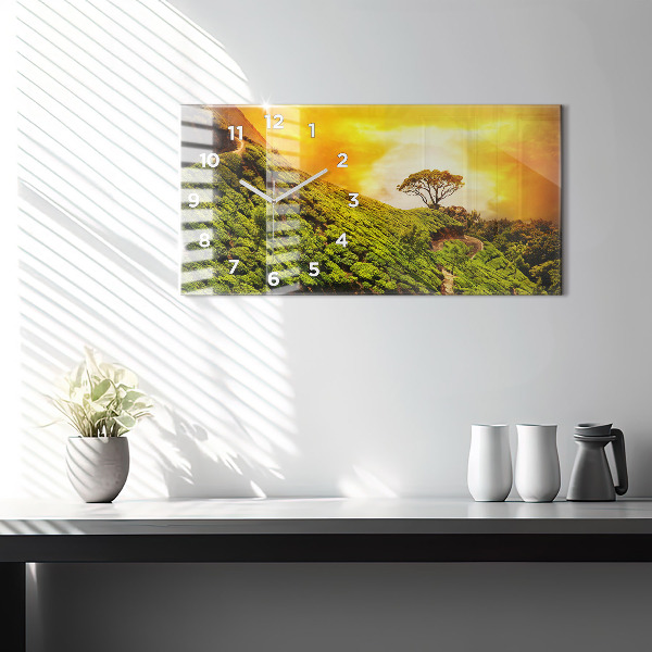 Horloge rectangulaire horizontale Colline du thé