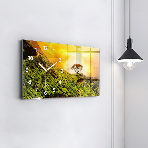 Horloge rectangulaire horizontale Colline du thé
