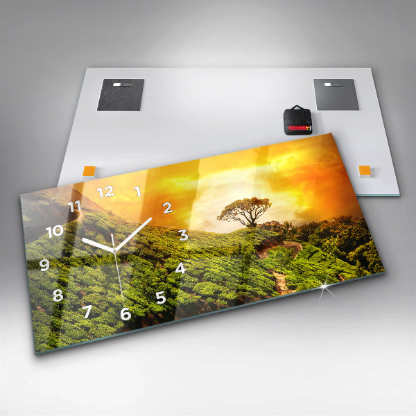 Horloge rectangulaire horizontale Colline du thé