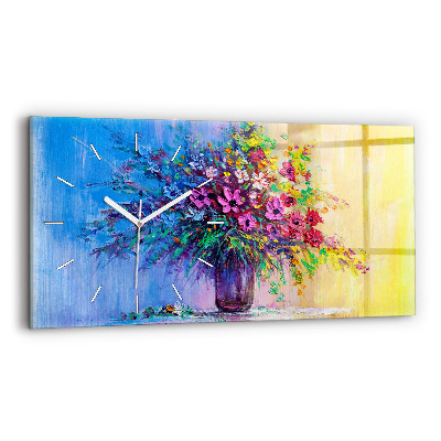 Horloge murale horizontale Fleurs dans un vase