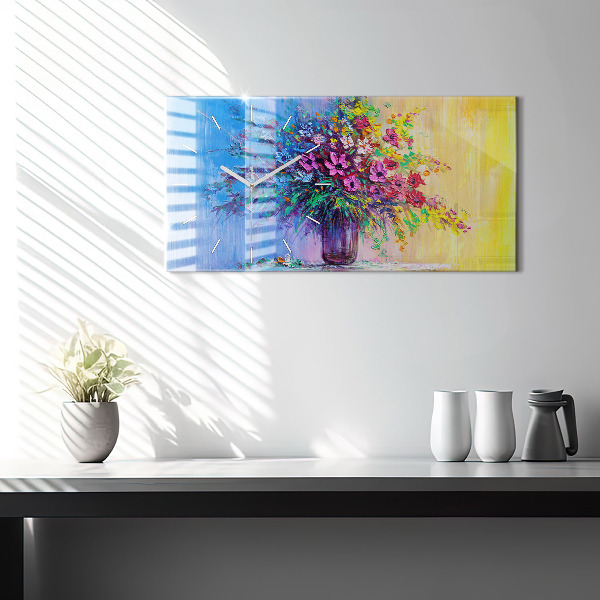 Horloge murale horizontale Fleurs dans un vase