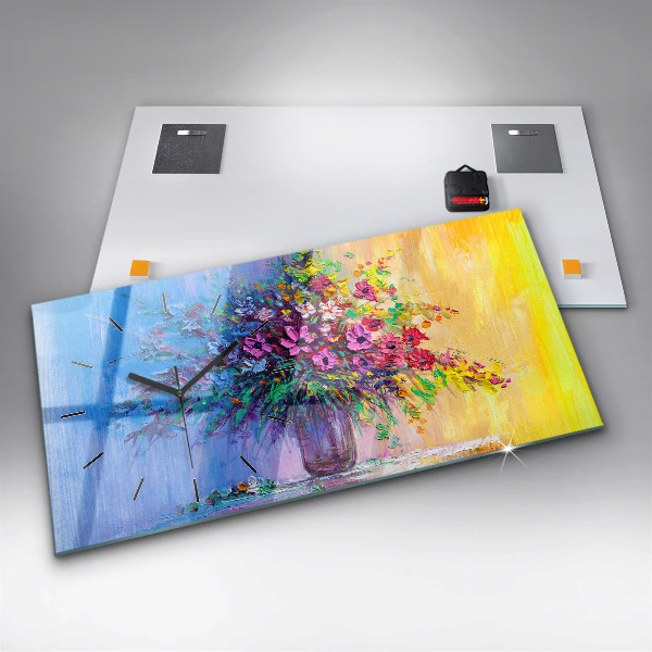 Horloge murale horizontale Fleurs dans un vase