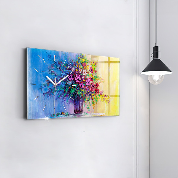 Horloge murale horizontale Fleurs dans un vase