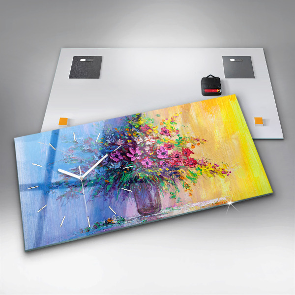 Horloge murale horizontale Fleurs dans un vase