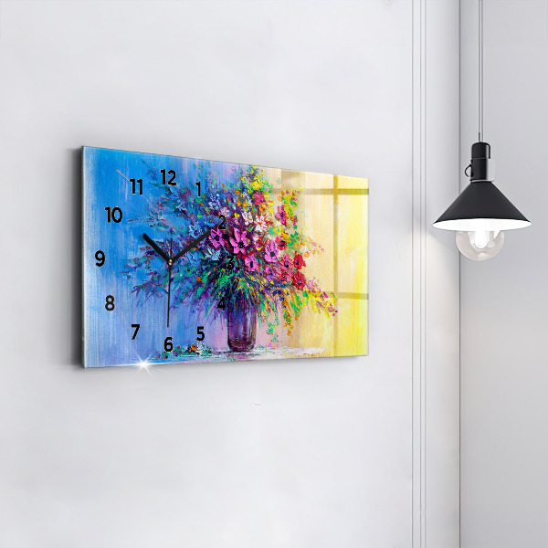 Horloge murale horizontale Fleurs dans un vase
