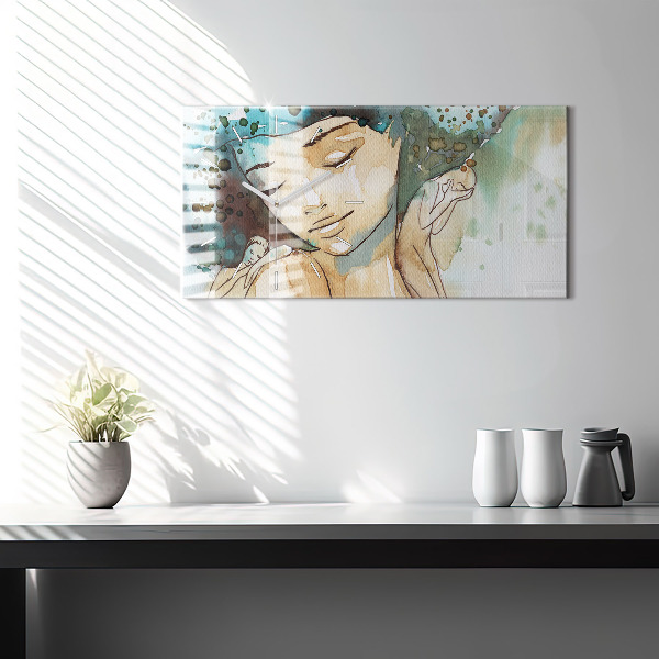 Horloge rectangulaire horizontale Femme abstraite