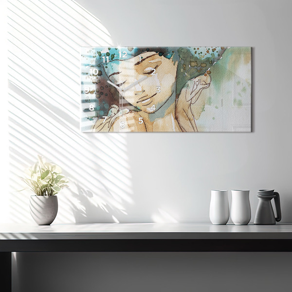 Horloge rectangulaire horizontale Femme abstraite
