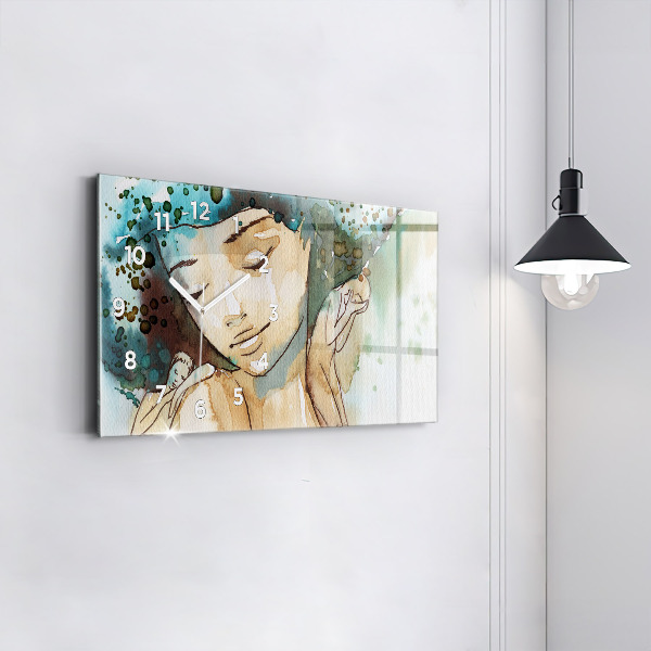 Horloge rectangulaire horizontale Femme abstraite