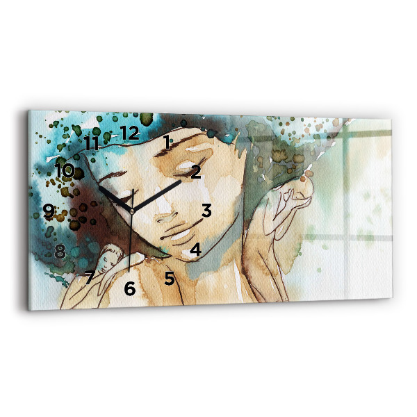 Horloge rectangulaire horizontale Femme abstraite
