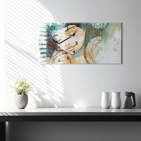 Horloge rectangulaire horizontale Femme abstraite