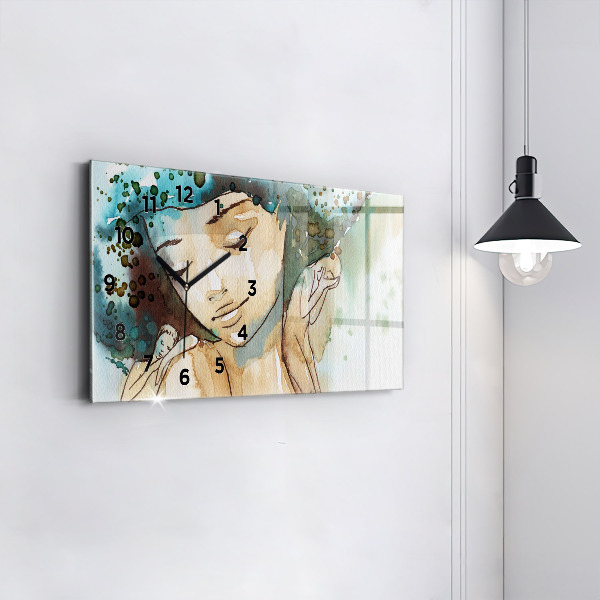 Horloge rectangulaire horizontale Femme abstraite