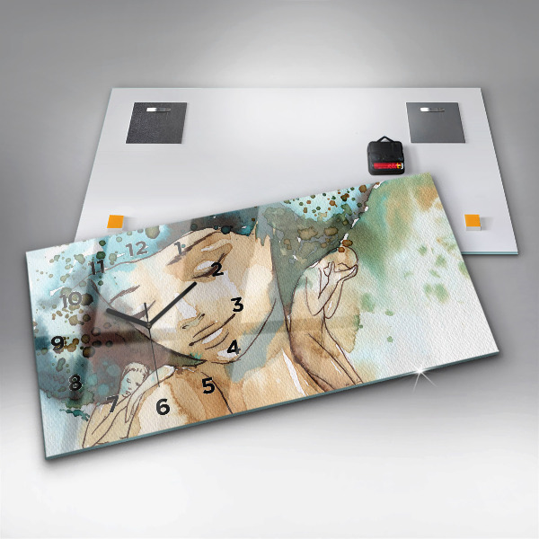 Horloge rectangulaire horizontale Femme abstraite