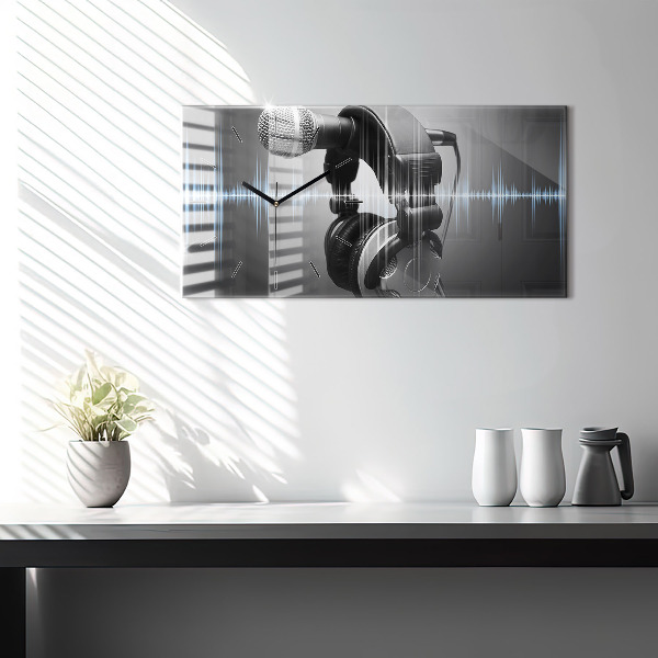Horloge rectangulaire horizontale Microphone et casque