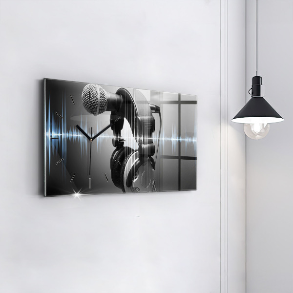 Horloge rectangulaire horizontale Microphone et casque