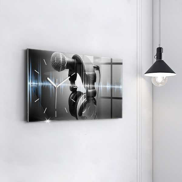 Horloge rectangulaire horizontale Microphone et casque