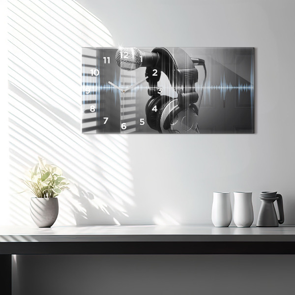 Horloge rectangulaire horizontale Microphone et casque