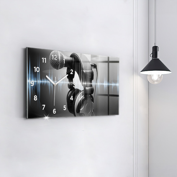 Horloge rectangulaire horizontale Microphone et casque