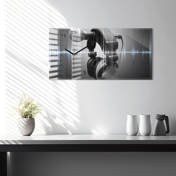 Horloge rectangulaire horizontale Microphone et casque