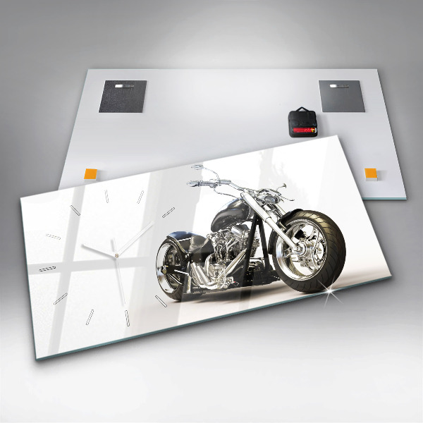 Horloge rectangulaire horizontale Moto noire