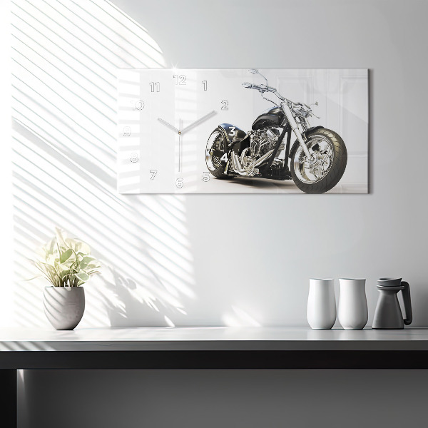 Horloge rectangulaire horizontale Moto noire