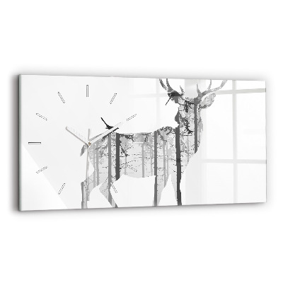 Horloge rectangulaire horizontale 'Silhouette d''un cerf Forêt'