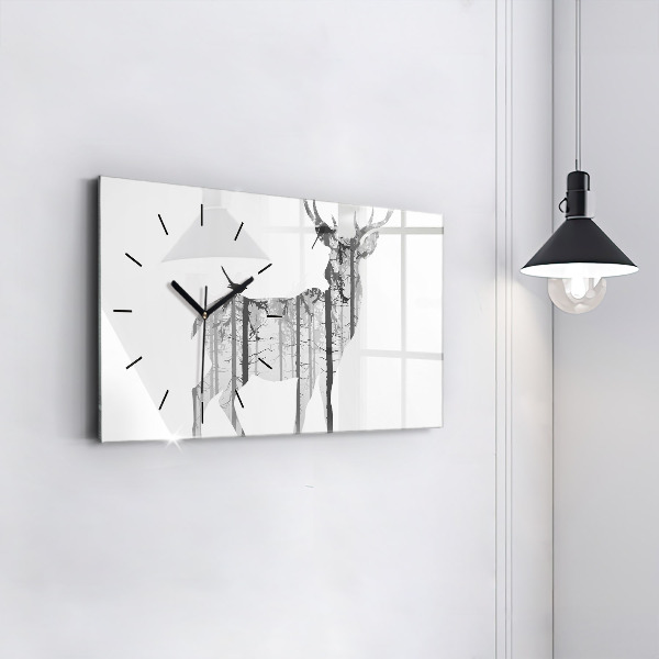 Horloge rectangulaire horizontale 'Silhouette d''un cerf Forêt'