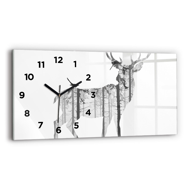 Horloge rectangulaire horizontale 'Silhouette d''un cerf Forêt'