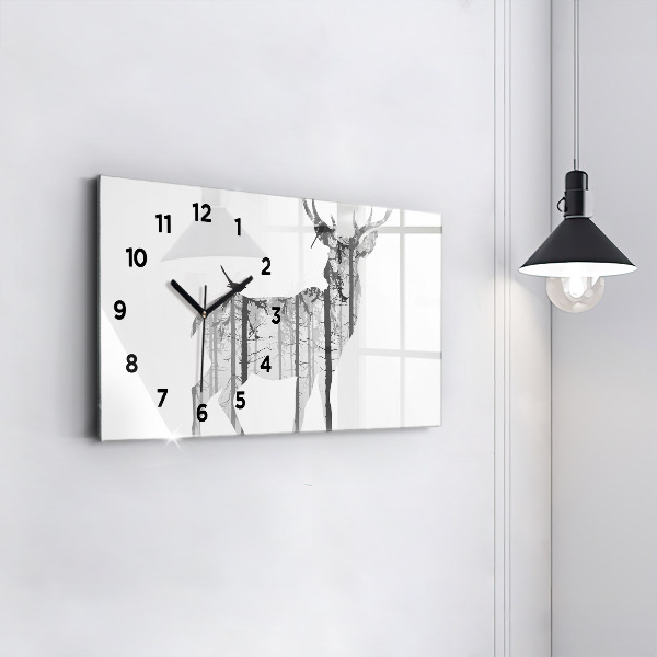 Horloge rectangulaire horizontale 'Silhouette d''un cerf Forêt'