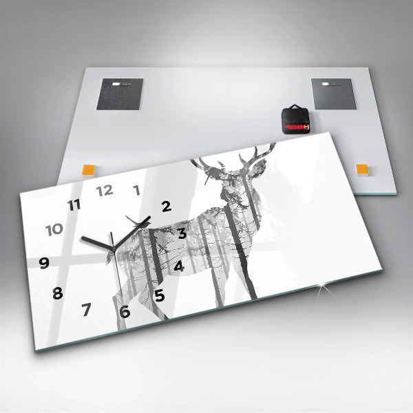 Horloge rectangulaire horizontale 'Silhouette d''un cerf Forêt'