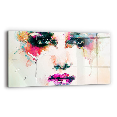 Horloge rectangulaire horizontale Visage de femme abstrait