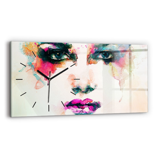 Horloge rectangulaire horizontale Visage de femme abstrait