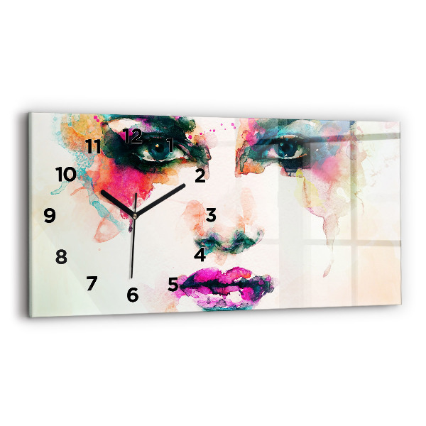 Horloge rectangulaire horizontale Visage de femme abstrait