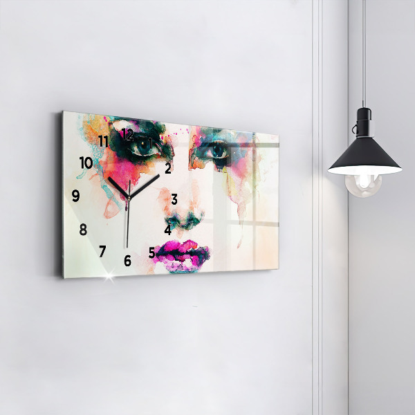 Horloge rectangulaire horizontale Visage de femme abstrait