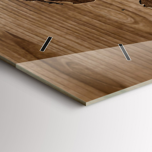 Horloge rectangulaire horizontale Carte du monde sur bois