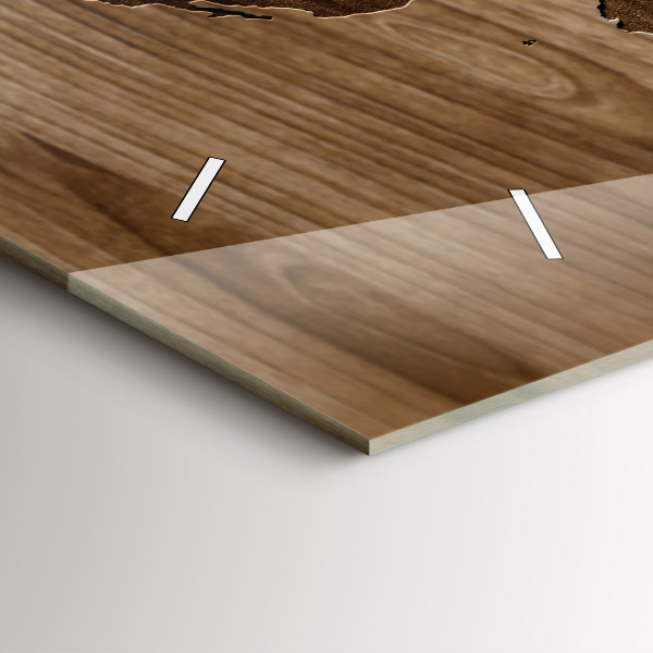 Horloge rectangulaire horizontale Carte du monde sur bois